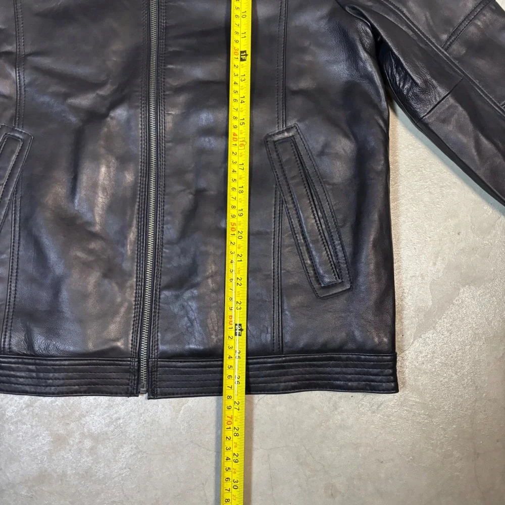 Boston Harbour Mens Black New Zealand Lamb Leather Cafe Racer Jacket Size Medium - Picture 6 of 6